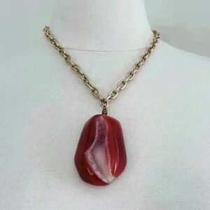 Gemstone Pendant Necklace In A Gold Chain NWOT